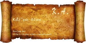 Köpe Alex névjegykártya