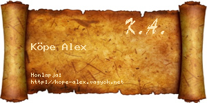 Köpe Alex névjegykártya