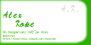 alex kope business card